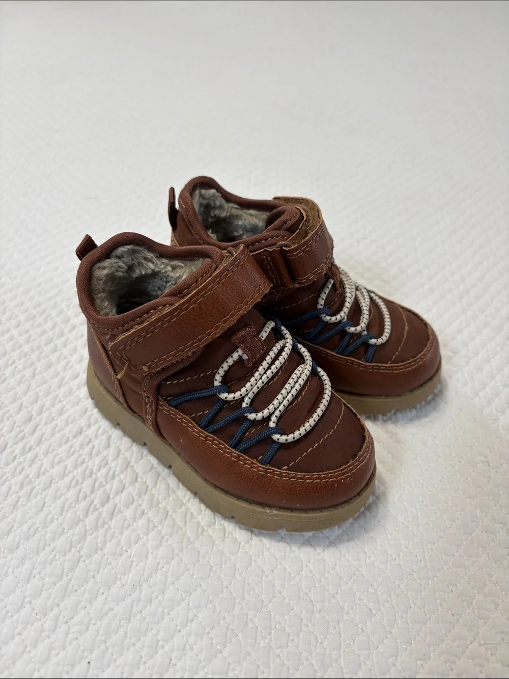 OshKosh B'gosh Brown Kids Faux-Leather Boots with Cozy Lining